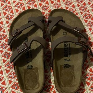 Birkenstock Dark Brown Cross-Strap Sandals